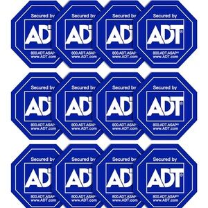 ADT Blue and White Security Decals - 12 Pack x 3